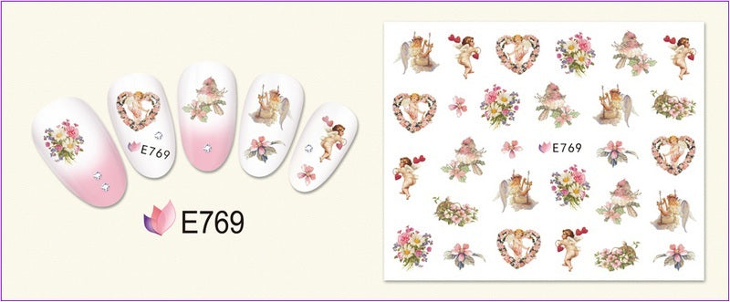 🌟 Nail Art 3D – Stickers Roses et Anges