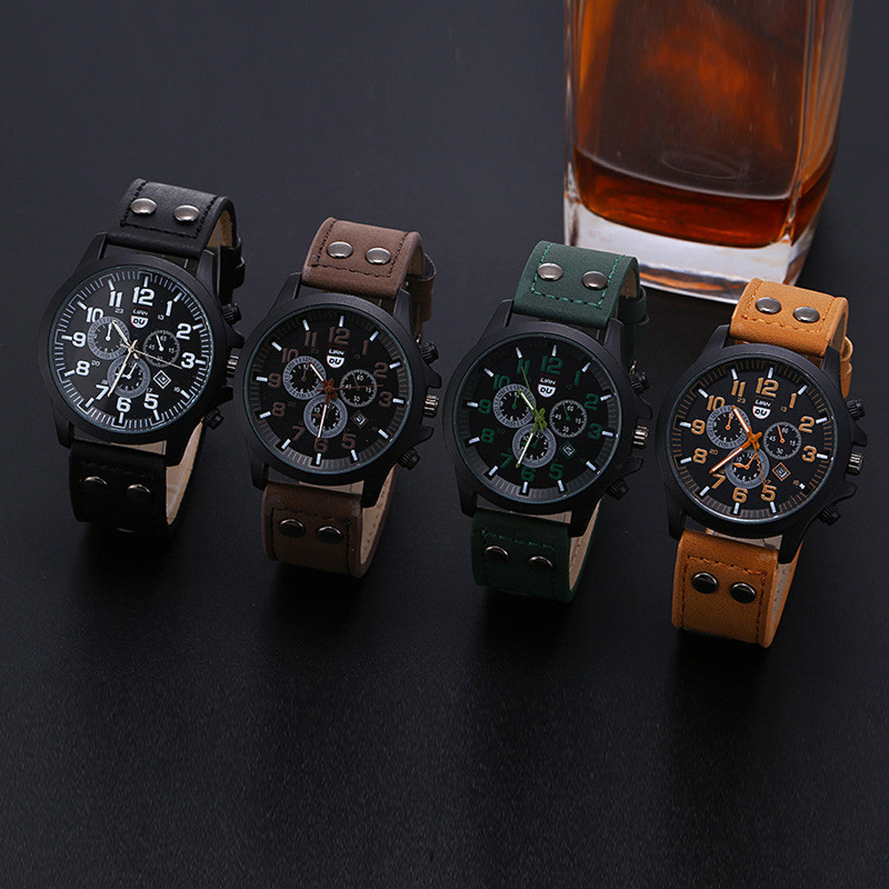 Quartz ladies watch with leather strap