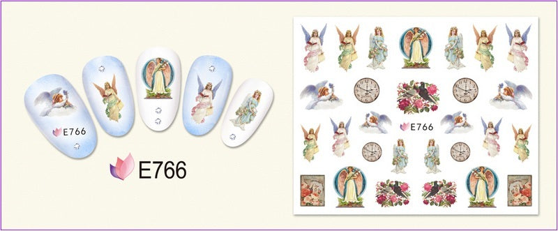 🌟 Nail Art 3D – Stickers Roses et Anges