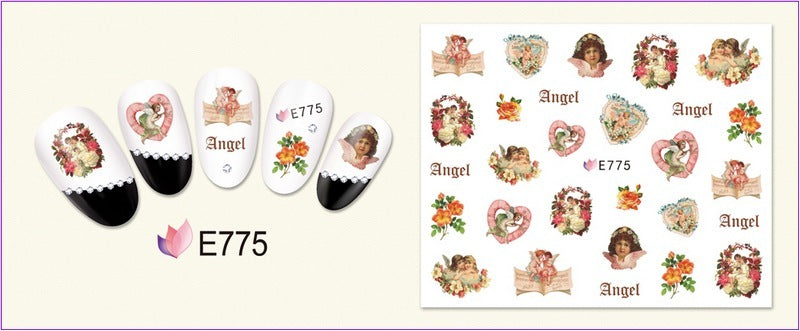 🌟 Nail Art 3D – Stickers Roses et Anges