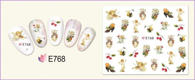 🌟 Nail Art 3D – Stickers Roses et Anges
