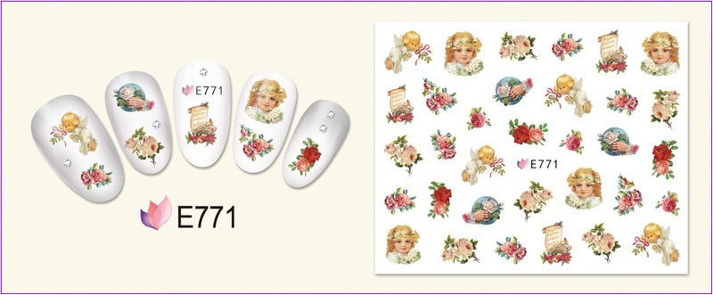 🌟 Nail Art 3D – Stickers Roses et Anges