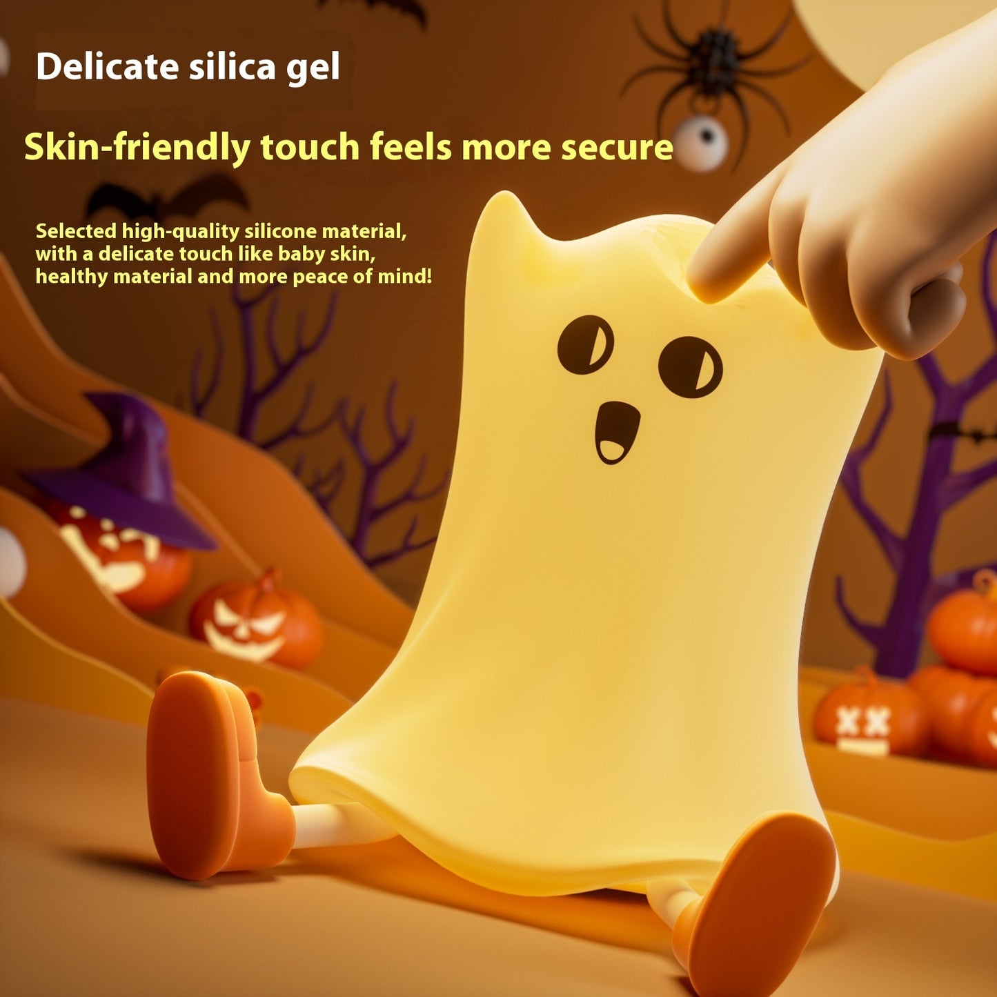 Lampe de Chevet Fantôme Halloween - Silicone Tactile LED Étanche