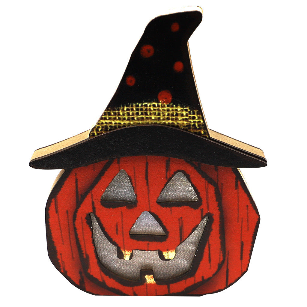 ️ Décoration Halloween Lumineuse – Citrouille en Bois Originale