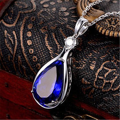 ✨ Collier Femme “Angel Eyes” – Cristal Bleu & Saphir Tanzanite ✨