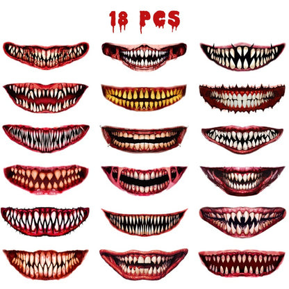 Stickers Visage Halloween – Effet Réaliste et Effrayant pour Soirées