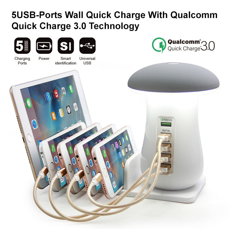 Lampe LED Champignon 2 en 1 – Éclairage & Chargeur USB ✨