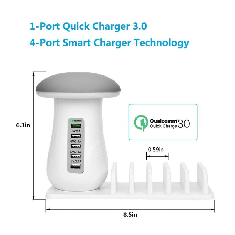 Lampe LED Champignon 2 en 1 – Éclairage & Chargeur USB ✨