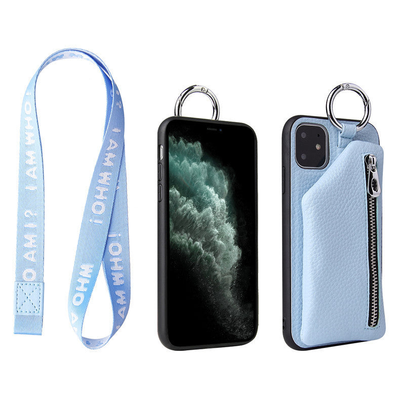 Coque iPhone en cuir PU avec porte-monnaie et lanière – Protection et style tout-en-un !