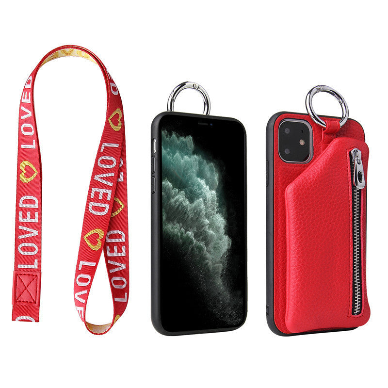 Coque iPhone en cuir PU avec porte-monnaie et lanière – Protection et style tout-en-un !