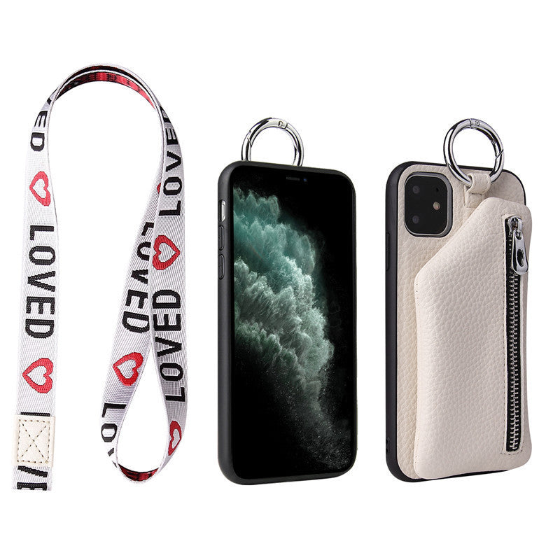 Coque iPhone en cuir PU avec porte-monnaie et lanière – Protection et style tout-en-un !