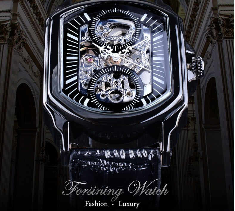 ⏱ Montre Homme Automatique – Carrée & Mécanique Fashion