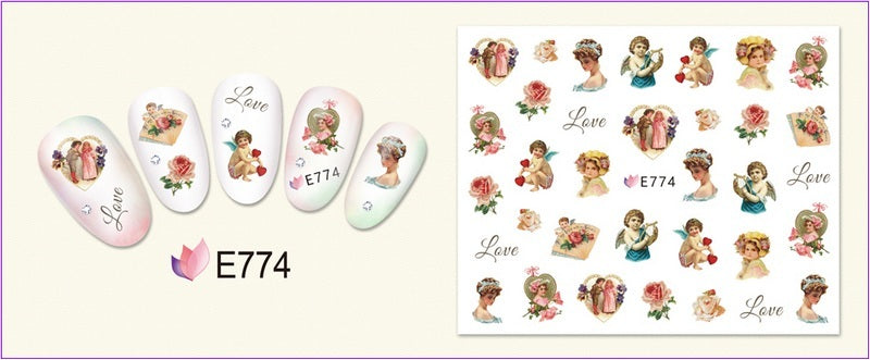 🌟 Nail Art 3D – Stickers Roses et Anges