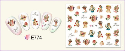 🌟 Nail Art 3D – Stickers Roses et Anges