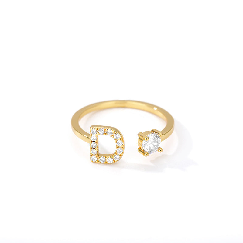 🌟 Bague Initiale en Zircon – Personnalisez Votre Style
