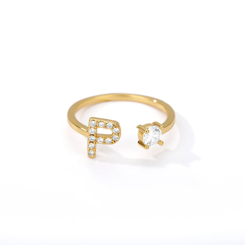 🌟 Bague Initiale en Zircon – Personnalisez Votre Style
