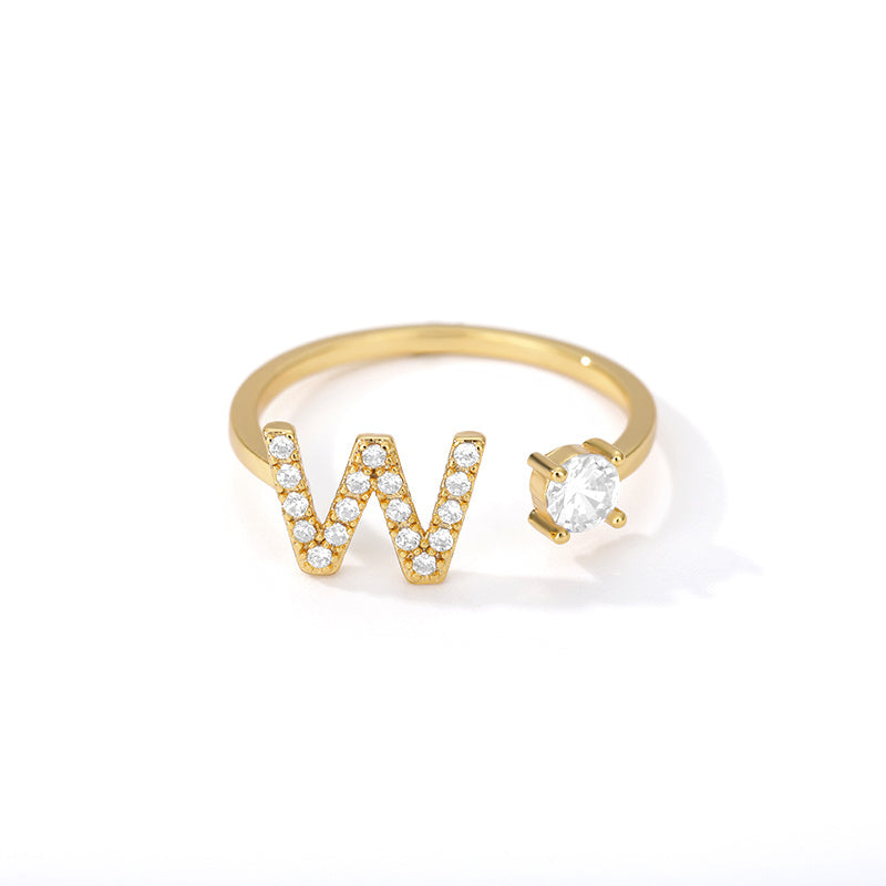 🌟 Bague Initiale en Zircon – Personnalisez Votre Style