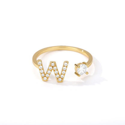 🌟 Bague Initiale en Zircon – Personnalisez Votre Style