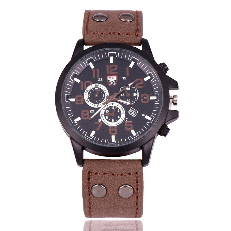 Quartz ladies watch with leather strap