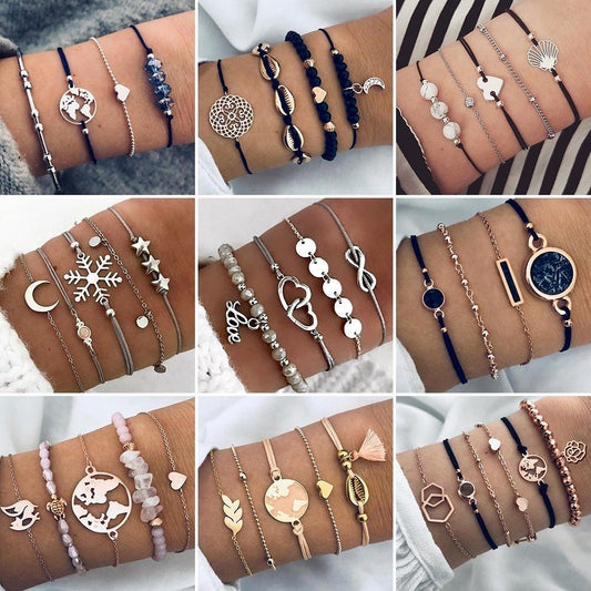 🌸 Lot Bracelets Bohèmes – Perles & Charms Vintage Femme
