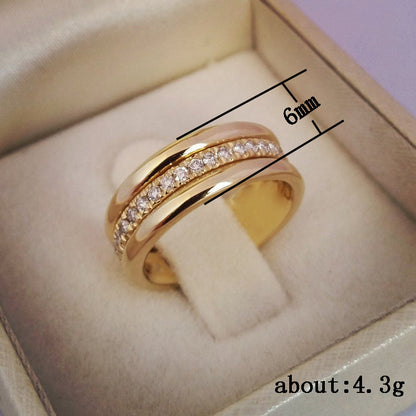 ✨ Bague Élégante Strass Doré/Argenté – Bijou Mode Plaqué Cuivre