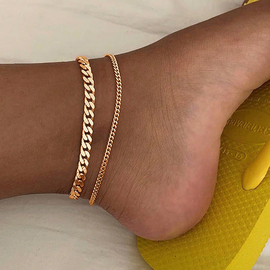 🌟 Bracelet de Cheville Double Cercle – Élégance Féminine
