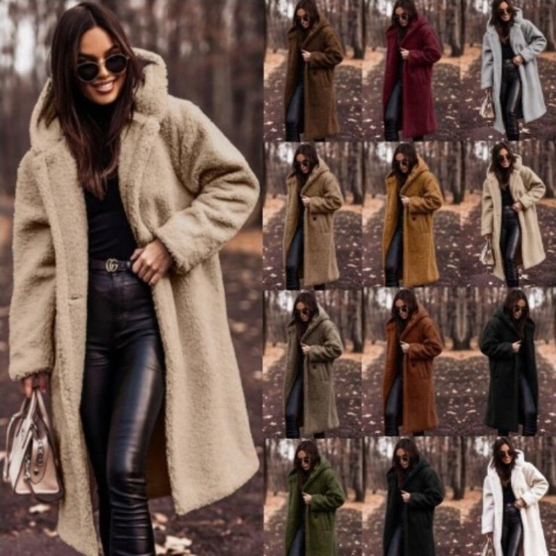 ✨ Manteau Long Femme Automne-Hiver – Teddy Douillet en Fausse Laine, Élégant et Chaud