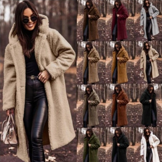 ✨ Manteau Long Femme Automne-Hiver – Teddy Douillet en Fausse Laine, Élégant et Chaud