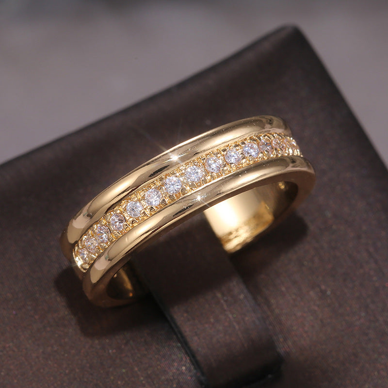 ✨ Bague Élégante Strass Doré/Argenté – Bijou Mode Plaqué Cuivre