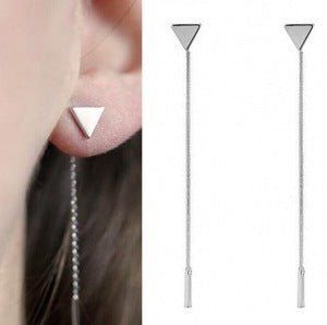 🌟 Boucles d’Oreilles Triangle Géométrique – Métal & Glands Femme
