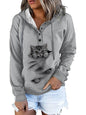 Loose Fashion Printed Long Sleeve Hooded Casual Sweatshirt