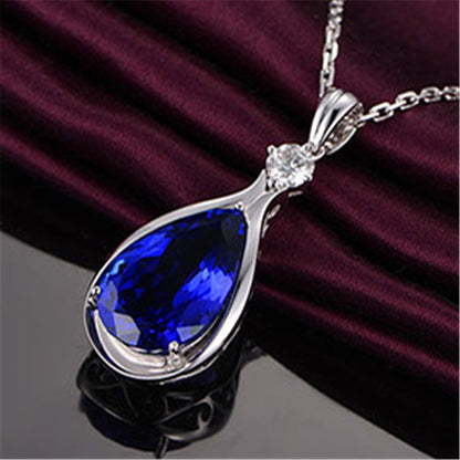 ✨ Collier Femme “Angel Eyes” – Cristal Bleu & Saphir Tanzanite ✨