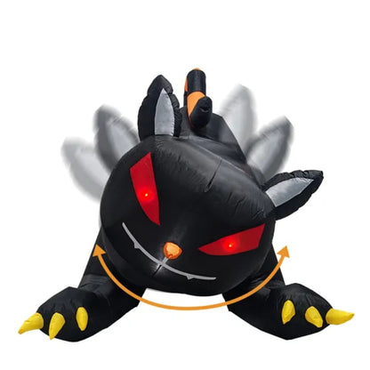 Chat Noir Gonflable Halloween 6,5 pieds – Tête Animée & LED Intégrées