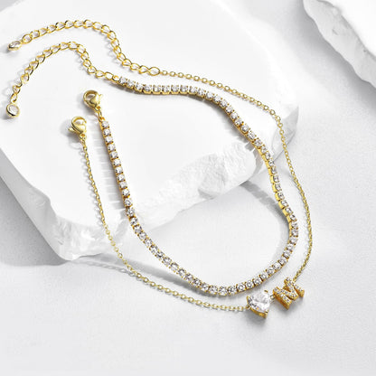 💎 Bracelet de Cheville 26 Lettres – Cœur & Zircon