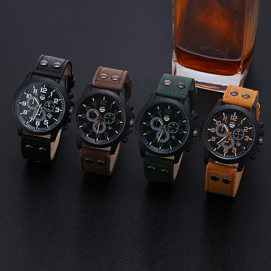 Quartz ladies watch with leather strap