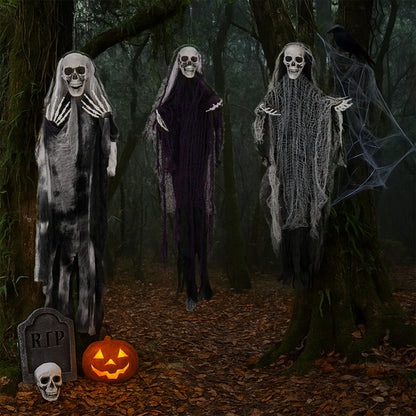 ️ Halloween Effrayant : 3 Fantômes Squelettes à Suspendre