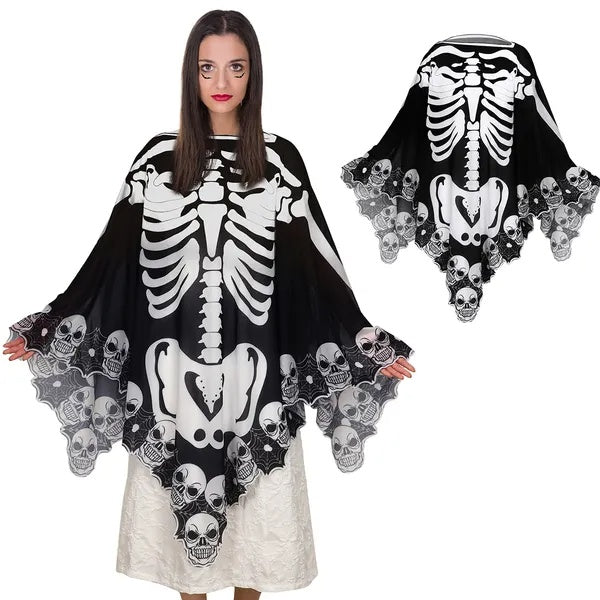 Poncho Squelette Halloween – Cape & Châle Effrayant