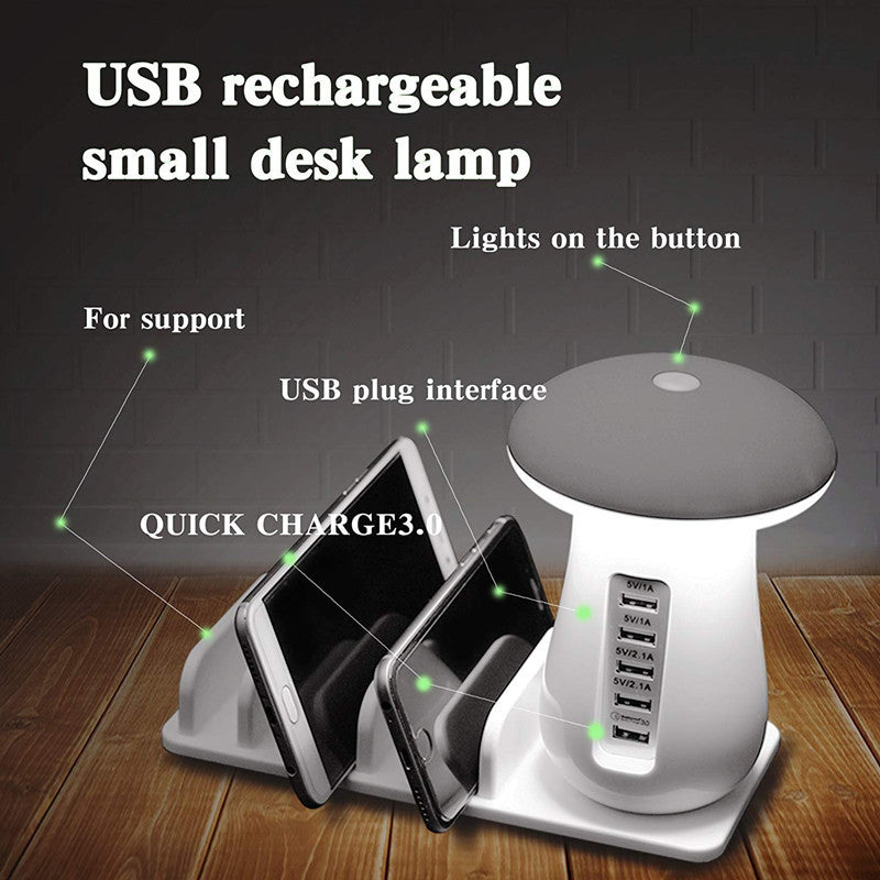 Lampe LED Champignon 2 en 1 – Éclairage & Chargeur USB ✨