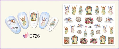 🌟 Nail Art 3D – Stickers Roses et Anges