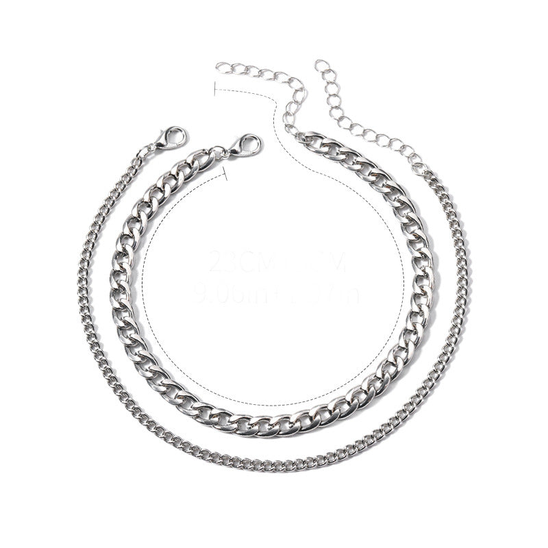 🌟 Bracelet de Cheville Double Cercle – Élégance Féminine