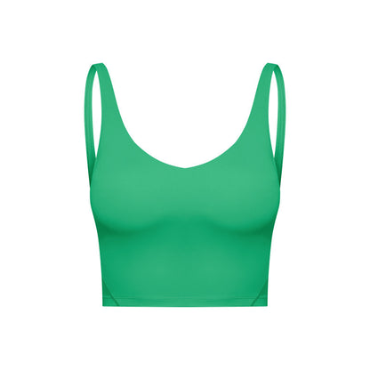 Summer Pure Color Ribbon Chest Pad Nude Feel Back-shaping Running Fitness
