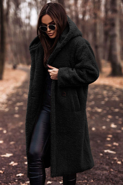 ✨ Manteau Long Femme Automne-Hiver – Teddy Douillet en Fausse Laine, Élégant et Chaud