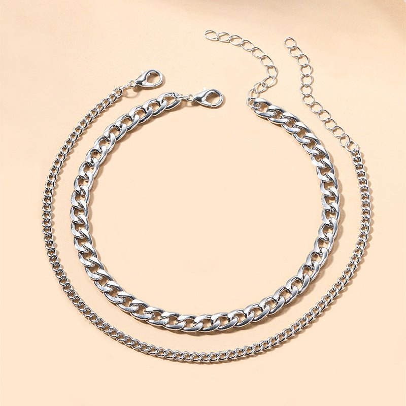 🌟 Bracelet de Cheville Double Cercle – Élégance Féminine