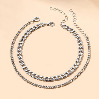 🌟 Bracelet de Cheville Double Cercle – Élégance Féminine