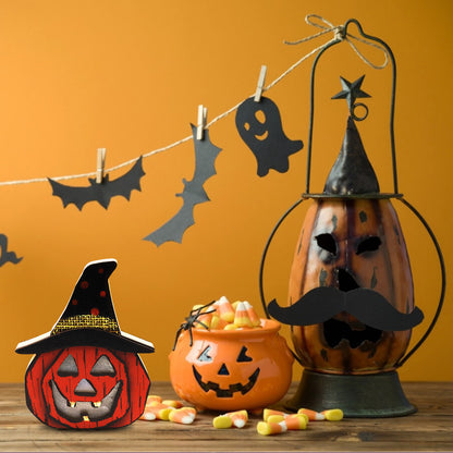 ️ Décoration Halloween Lumineuse – Citrouille en Bois Originale