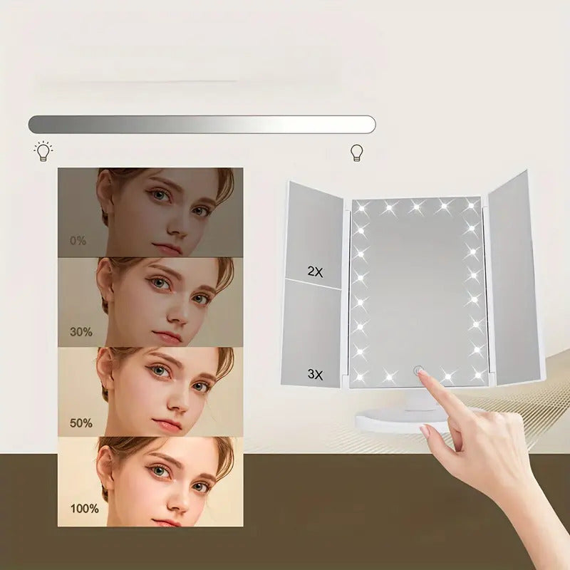 🔥 Grossissement 1x-3x – Miroir LED Compact & Astucieux