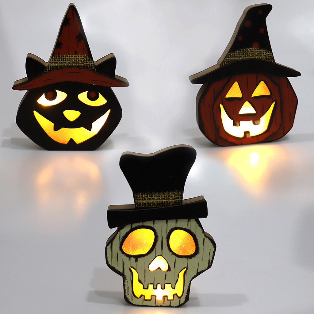 ️ Décoration Halloween Lumineuse – Citrouille en Bois Originale