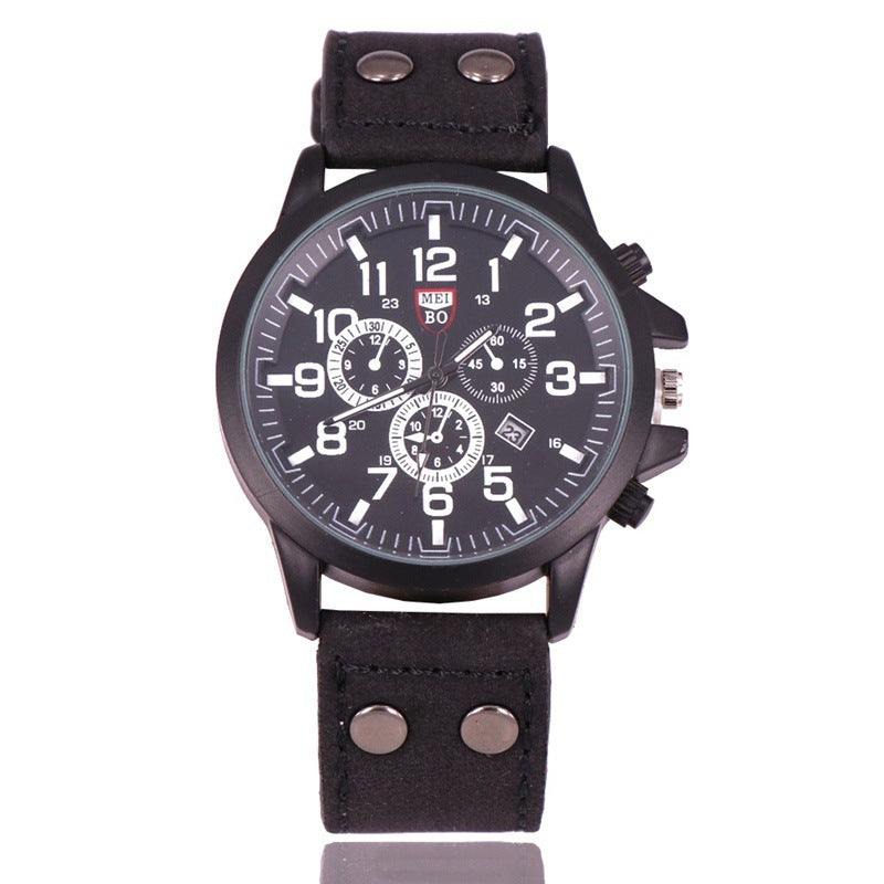Quartz ladies watch with leather strap