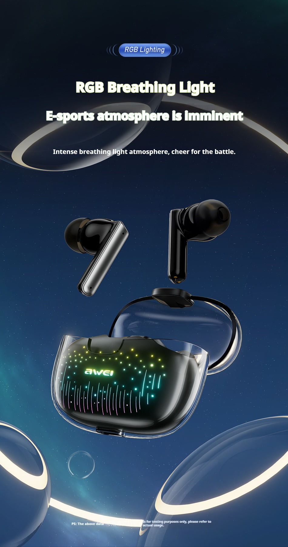✨ AWEI Starry Sky – Casque Bluetooth Gaming avec Micro Double et Réduction Active du Bruit