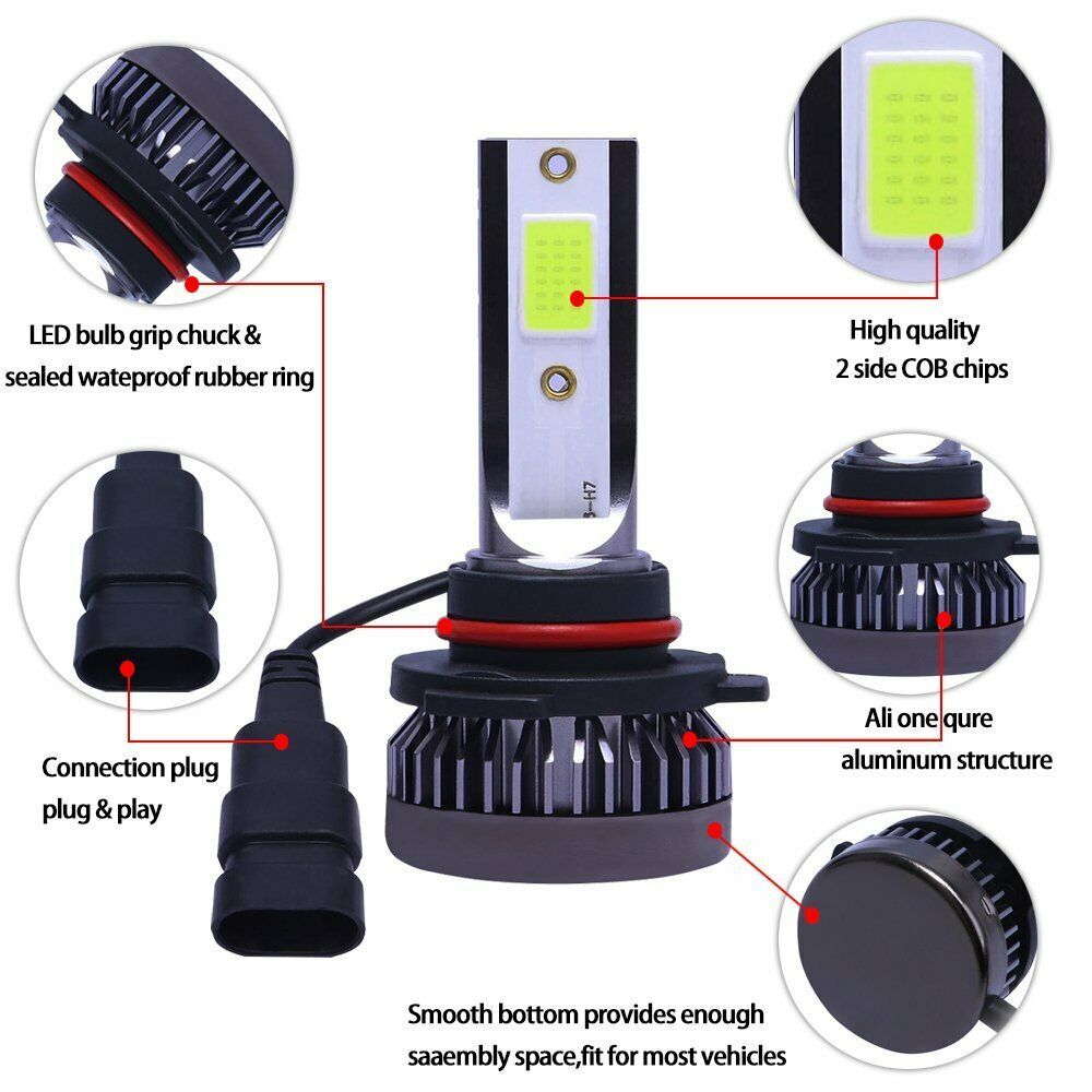 Mini Ultra-light Super Blue 9005 HB3 LED Headlight Bulbs Conversion Kit 8000K 2x